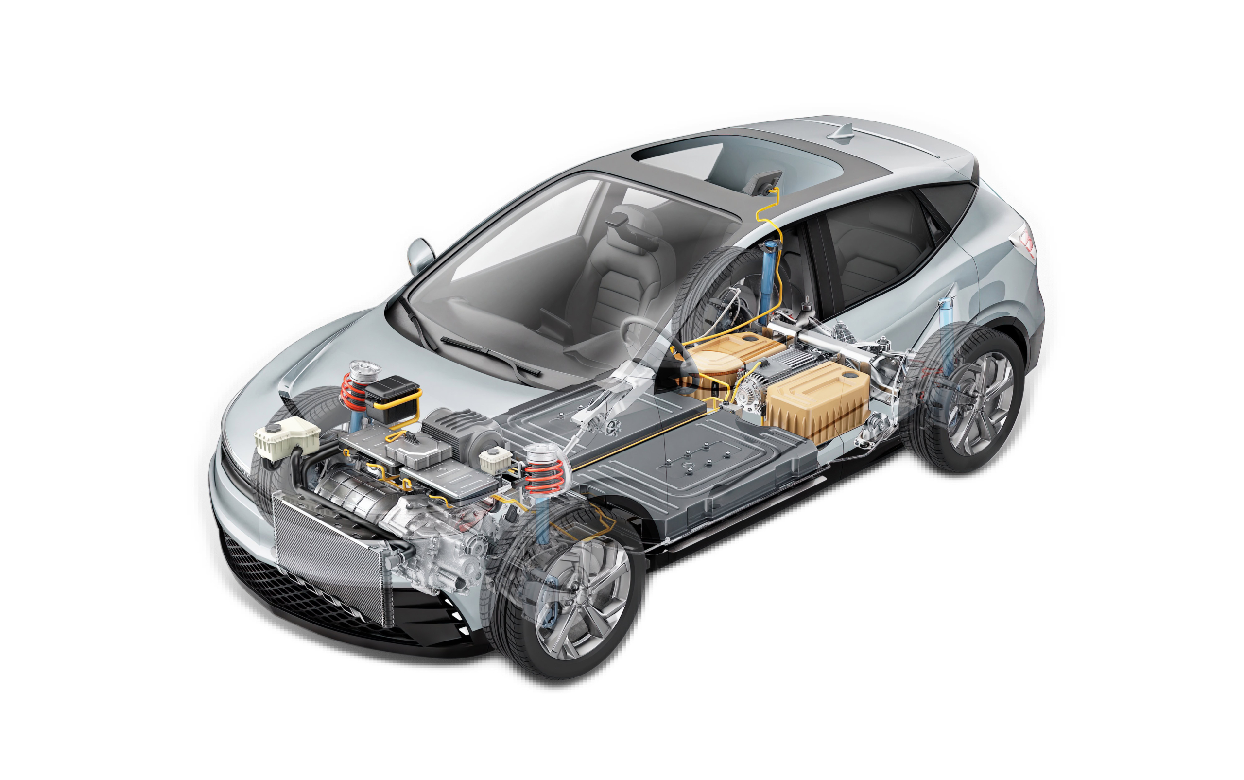 Electric generic car technical cutaway